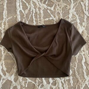 Brown Wrap Crop Top